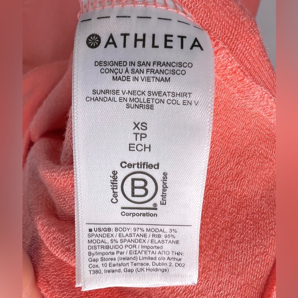 Athleta Sunrise V-neck Sweatshirt Size XS - Picture 6 of 6